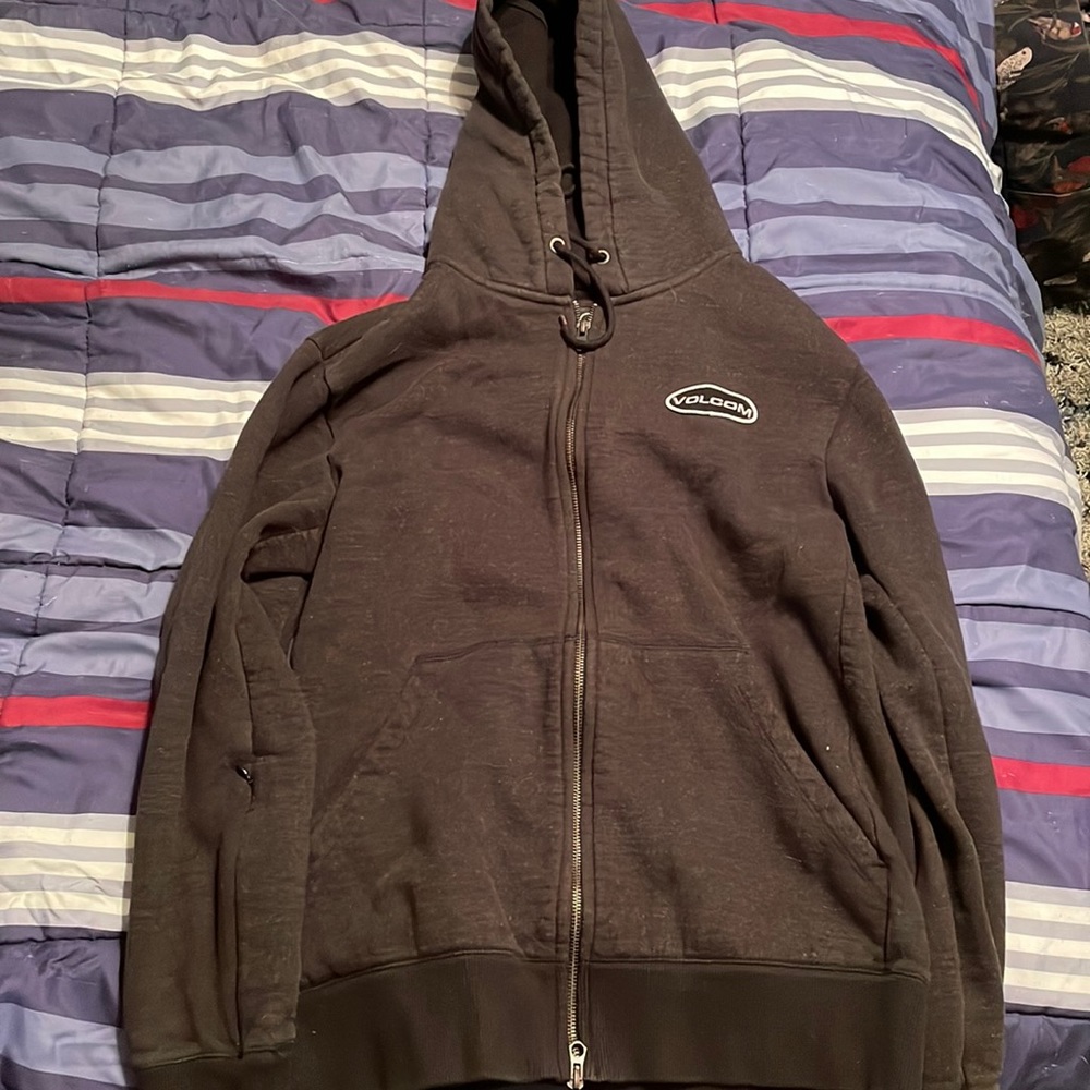 Black Volcom zip up hoodie